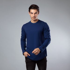 تیشرت آستین بلند مردانه باینت آبی